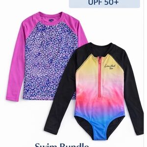 Girls Tween Swim Bundle Rash Guard + One Piece Size 16–18